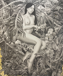 板倉文香 天蘭 F20 鉛筆・金箔