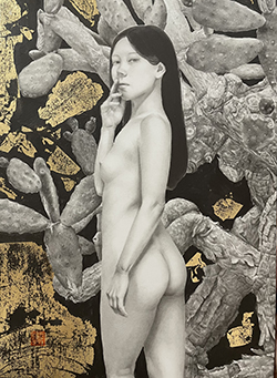 板倉文香 砂漠の庭 F4 鉛筆・グラファイト・金箔