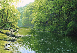 舘山浩丈 翆渓(埼玉県嵐山渓谷) SM 油彩・パネル・ジェッソ