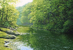 舘山浩丈　翆渓（埼玉県嵐山渓谷） SM　油彩・パネル・ジェッソ