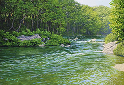 舘山浩丈　翠渓Ⅱ（埼玉県嵐山渓谷） SM　油彩・パネル・ジェッソ