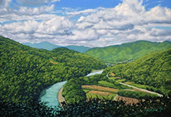舘山浩丈　雲の峰（埼玉県寄居町 金尾山つつじ公園）　SM　油彩・パネル・ジェッソ