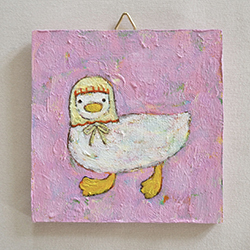 すがあす香　あひる　8cm×8cm　油彩　板