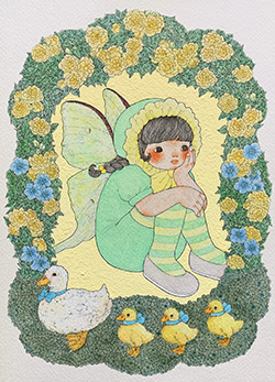 くらげ　Garden　F4　ミリペン　透明水彩