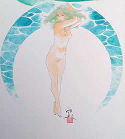 森ゆだね　Beryl Blue 24×27㎝　紙本彩色