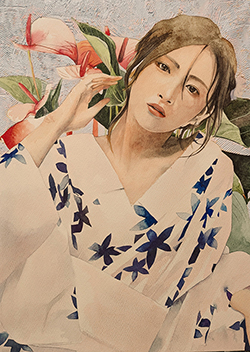 石橋一美　earthly desires(煩悩）F4　透明水彩・アクリル・ﾓﾃﾞﾘﾝｸﾞﾍﾟｰｽﾄ