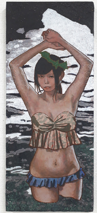 板垣匠　川姫　546×220mm  岩絵の具、アクリル、キャンバス