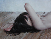 鈴木那奈　「untitled」　F6　キャンバスに膠、白亜、顔料、油彩