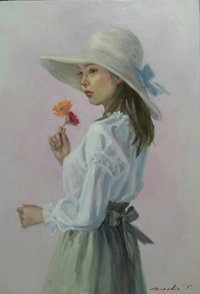田所雅子　「花の咲く頃」　M15  油彩