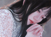 鈴木那奈「花の色　Ⅰ」F4　キャンバスに膠・白亜・顔料・油彩